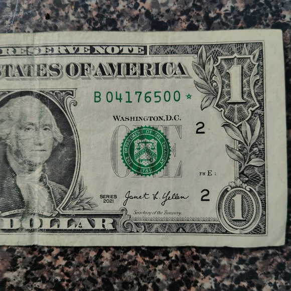 United States Replacement Note(Star Note) Fancy Seral Numbered 2 Part Straight - Picture 3 of 6